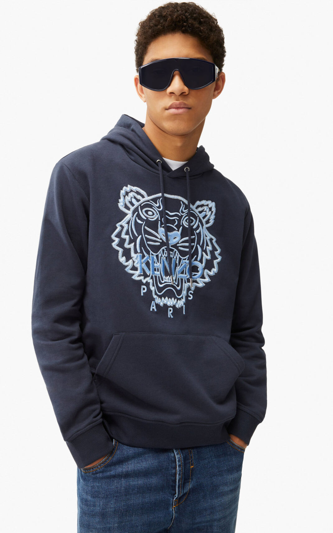 Sweat A Capuche Kenzo Tiger Homme Bleu Noir | AGQL-54836